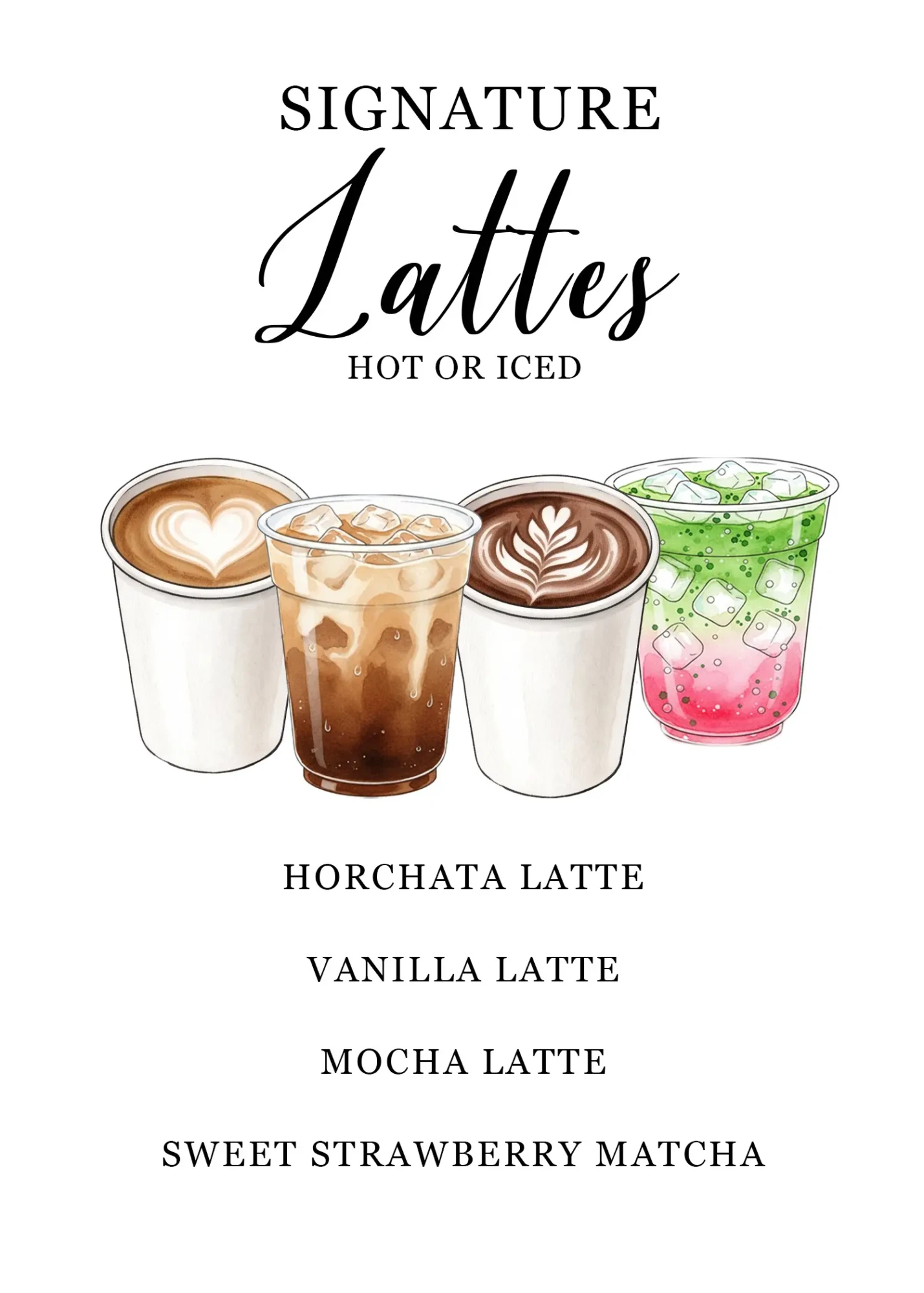 Customized coffee station signage and signature drink menu LA Customized coffee station signage and signature drink menu LA