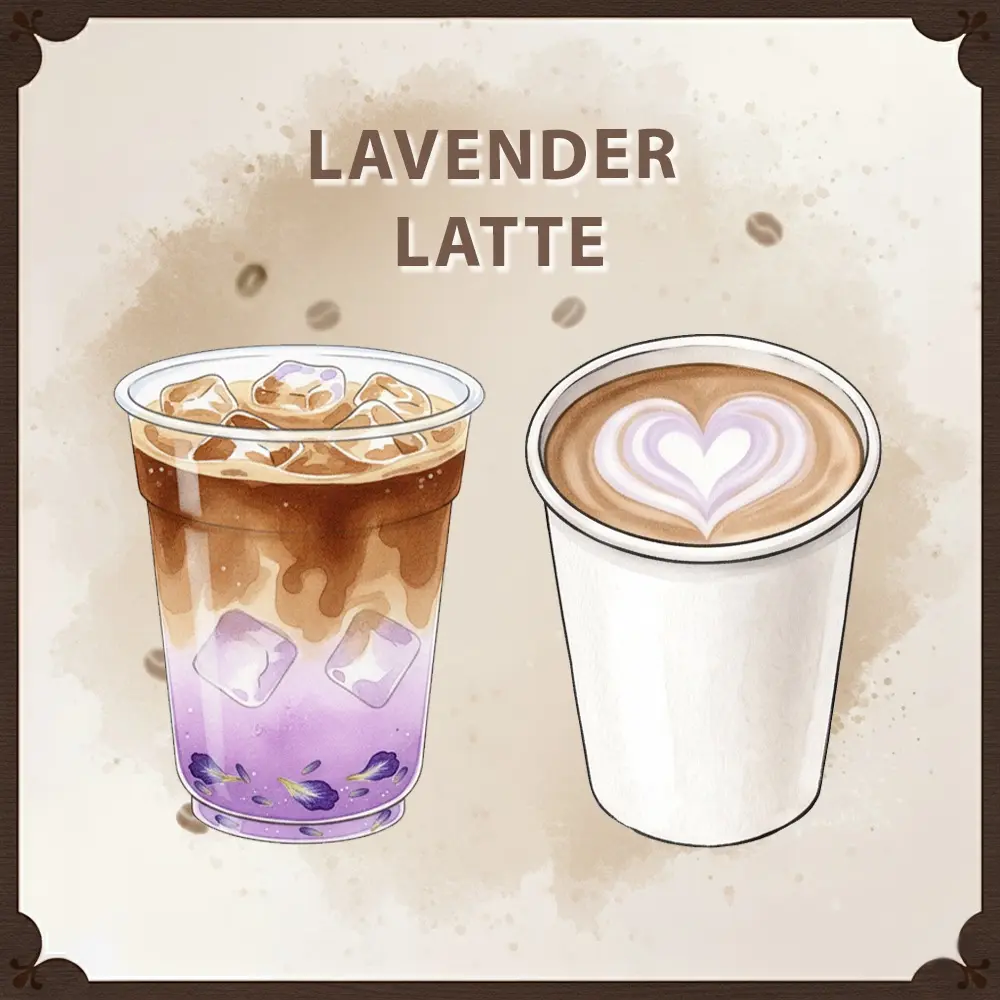 Signature iced lavender latte served at Southern California wedding Signature iced lavender latte served at Southern California wedding