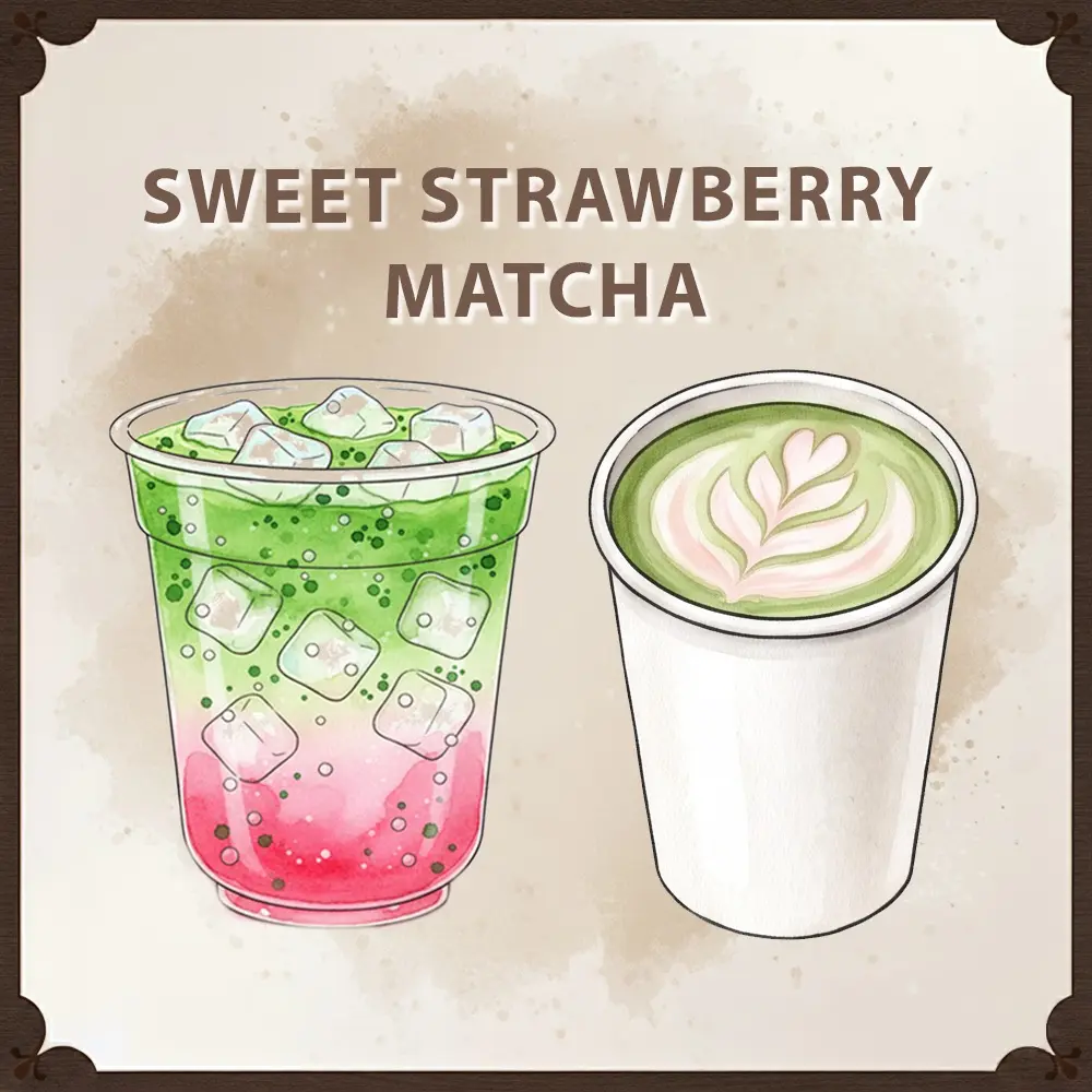 Vibrant strawberry matcha latte for custom wedding drink menu Vibrant strawberry matcha latte for custom wedding drink menu